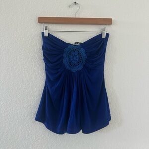 Sky Royal Blue Crochet Accent Top